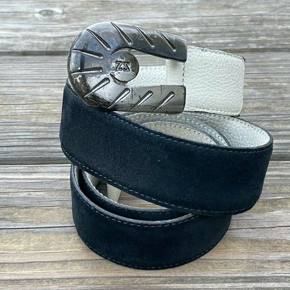 Ermenegildo Zegna Sport Men Belt Black Suede Leather Waistband Size 36-37 In Aut - Picture 2 of 12